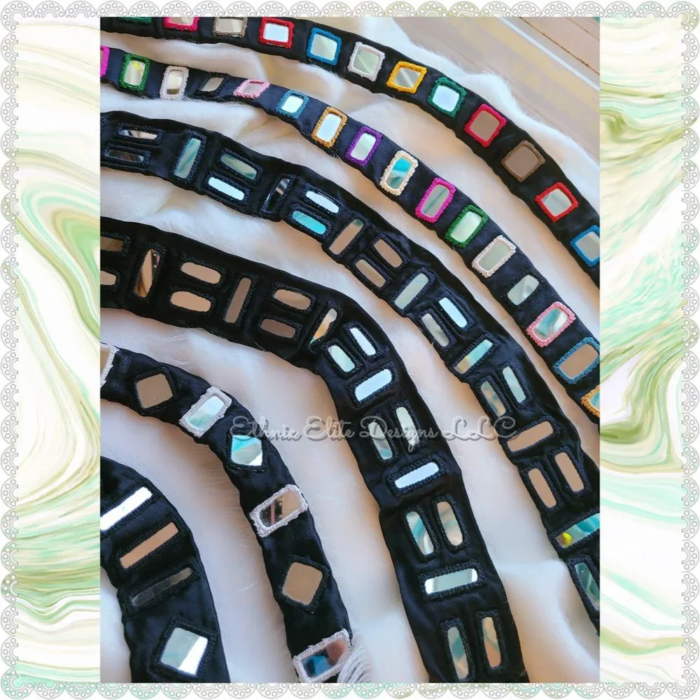 New boutique Women's Handmade Black Satin Silk Waist Belt - Kutchi Work …